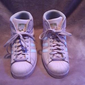 Light pink adidas high tops!!